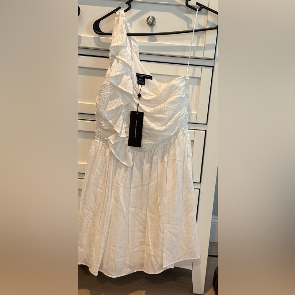 French Connection White One-Shoulder Mini Dress